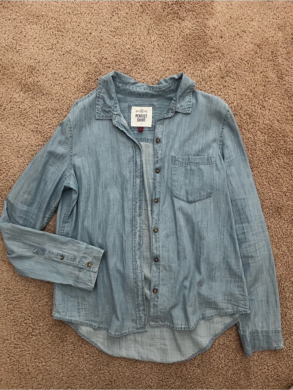 SO Light Indigo Button-Down Denim Shirt